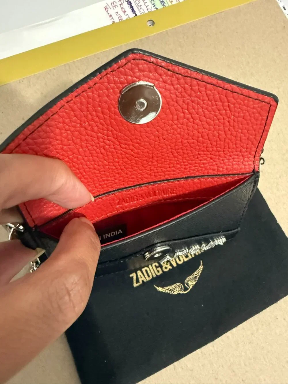 Zadig & Voltaire “Amour” Leather Wallet w/ Padlock & Chain - New